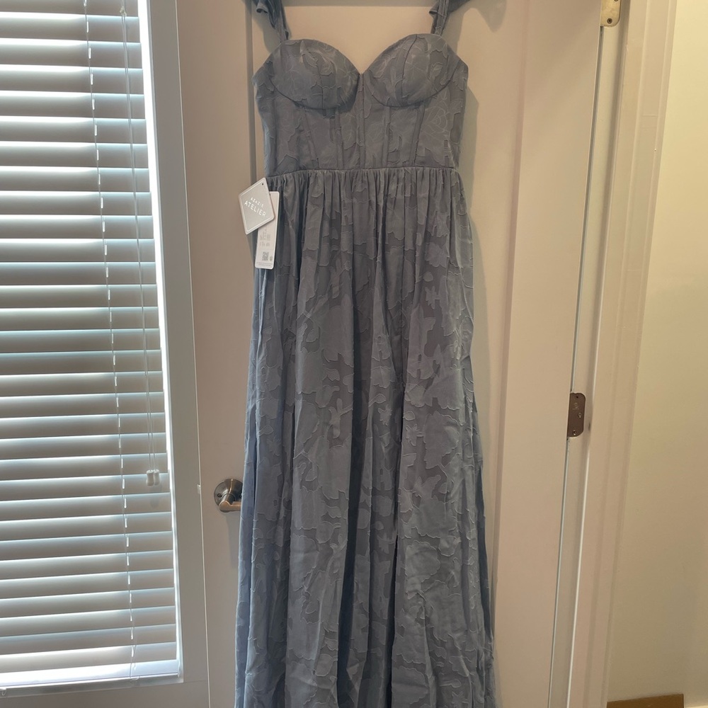 Denisse Powder Blue Corset Maxi Dress Azazie Atelier